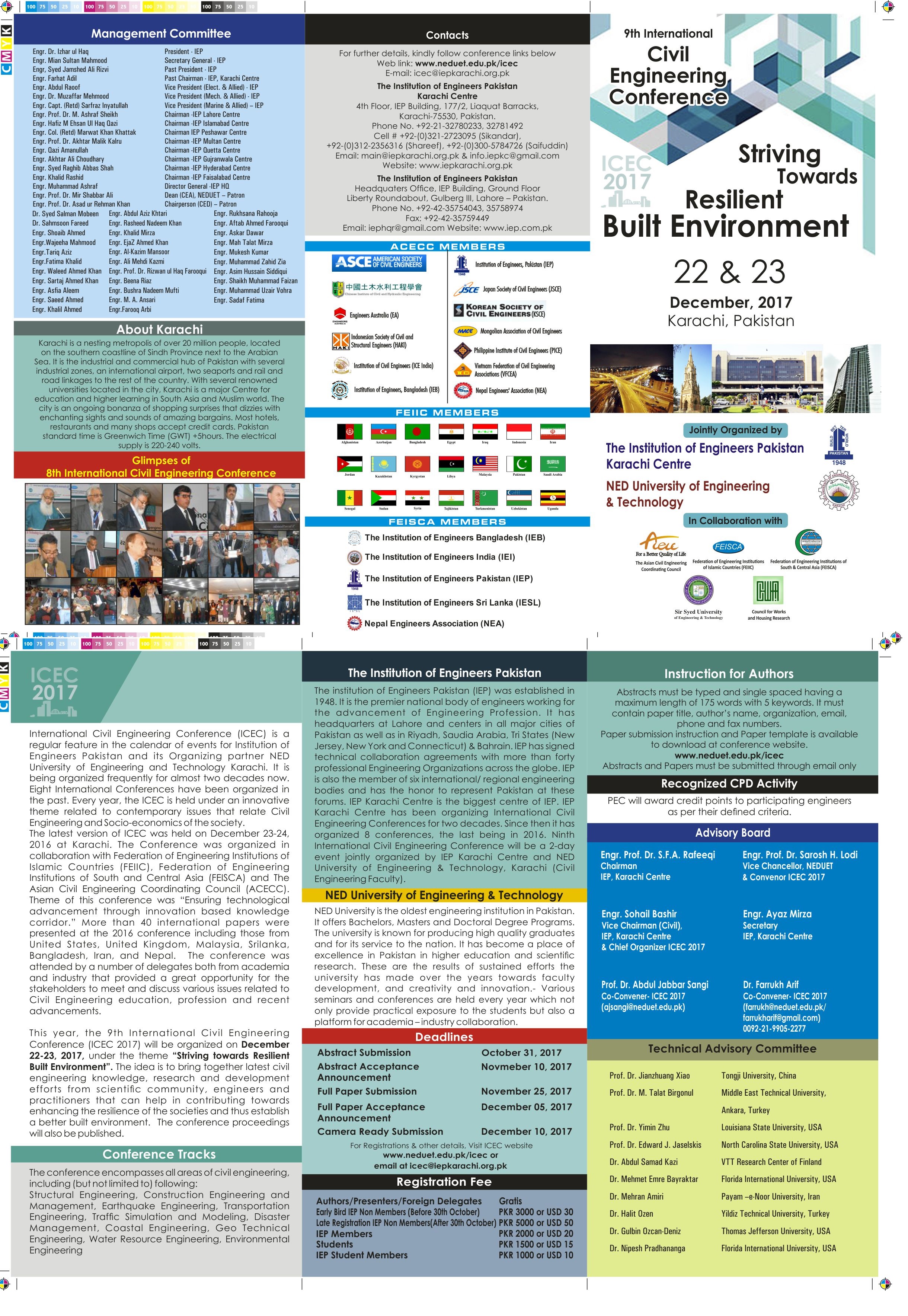 9th International Civil Engineering Conference (ICEC 2017), December 22-23, 2017, Karachi, Pakistan